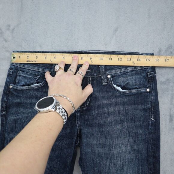 See Thru Soul Pants Womens 29 Blue Denim Flat Front Mid Rise Skinny Jeans - Picture 3 of 16